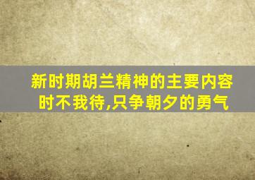 新时期胡兰精神的主要内容 时不我待,只争朝夕的勇气